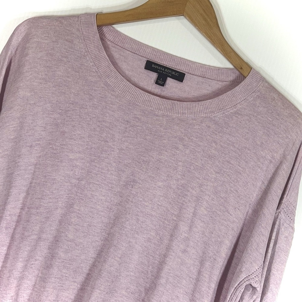 Banana Republic Women's Silk Cotton Sweater Size Large Light Purple Lightweight